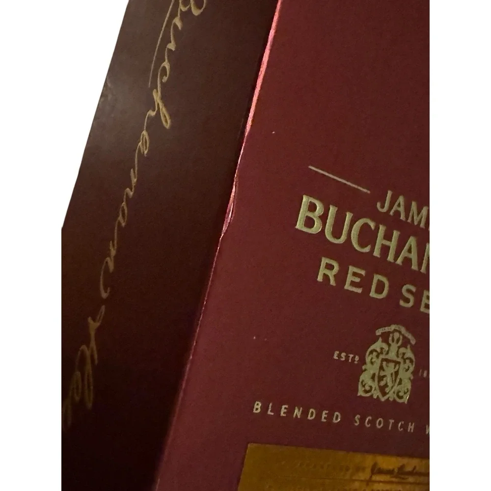 James Buchanan's Red Seal Empty Scotch Whisky Decanter Bottle w/ Box Barware